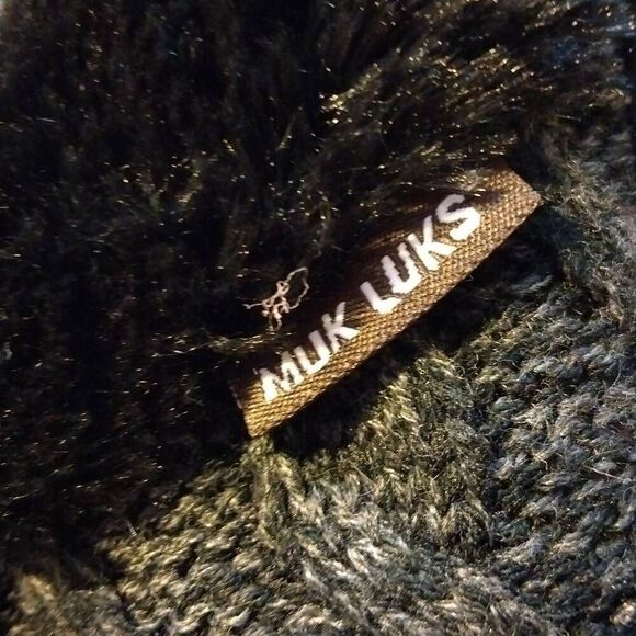 Original Muk Luks Black Fuzzy Furry Small Slides Size 5-6 NWOT - Picture 1 of 7